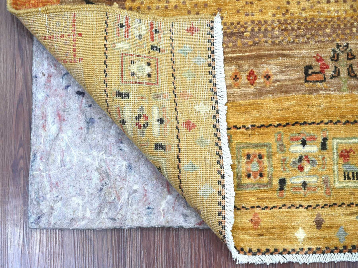 2'10" x 5'8" New Hand Knotted Yellow Wool Runner Oriental Rug - MOA10222421