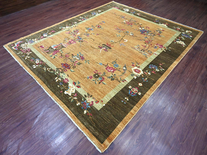8'1" x 9'8" New Hand Knotted Brown Wool Rectangle Oriental Rug - MOA10222423
