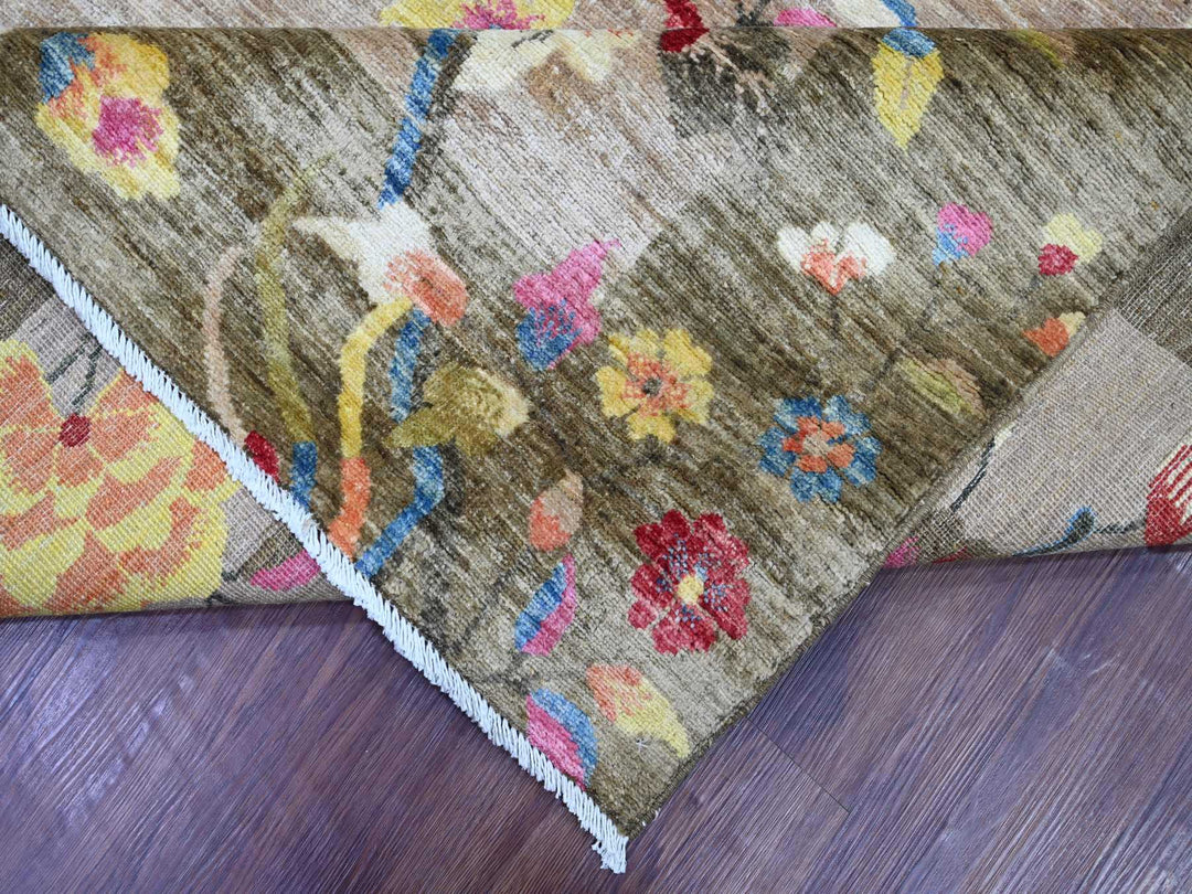 8'0" x 9'10" New Hand Knotted Brown Wool Rectangle Oriental Rug - MOA10222424