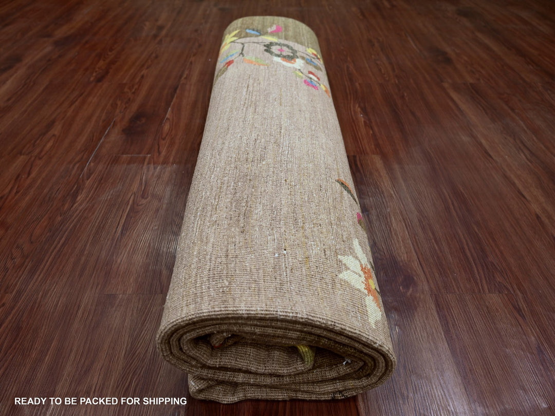 8'0" x 9'10" New Hand Knotted Brown Wool Rectangle Oriental Rug - MOA10222424