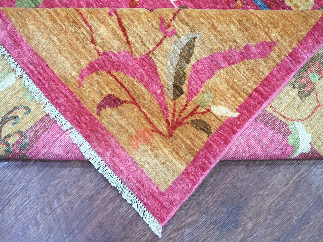 8'0" x 9'9" New Hand Knotted Pink Wool Rectangle Oriental Rug - MOA10222425