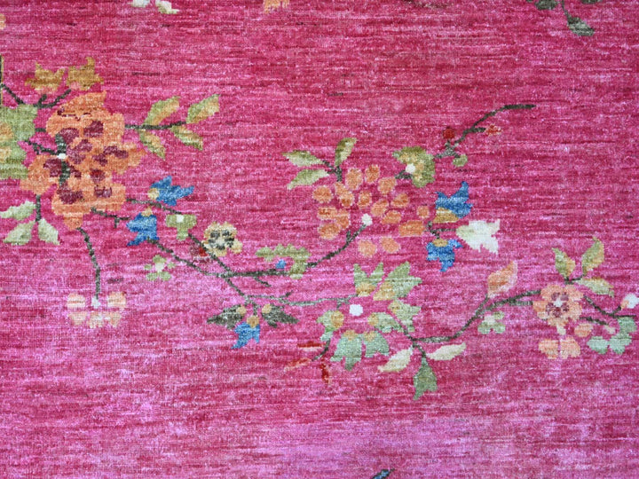 8'0" x 9'9" New Hand Knotted Pink Wool Rectangle Oriental Rug - MOA10222425