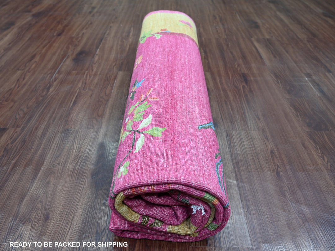8'0" x 9'9" New Hand Knotted Pink Wool Rectangle Oriental Rug - MOA10222425