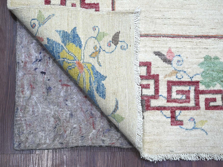 8'11" x 11'11" New Hand Knotted Ivory Wool Rectangle Oriental Rug - MOA10222426