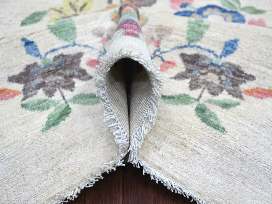 8'11" x 11'11" New Hand Knotted Ivory Wool Rectangle Oriental Rug - MOA10222426