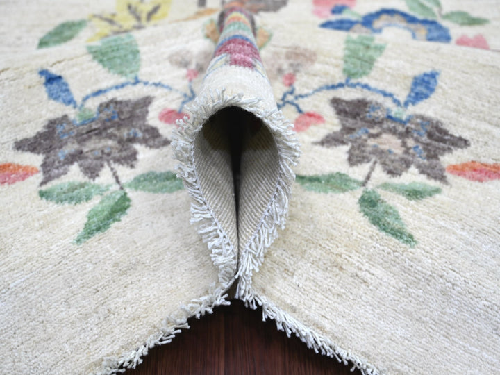 8'11" x 11'11" New Hand Knotted Ivory Wool Rectangle Oriental Rug - MOA10222426