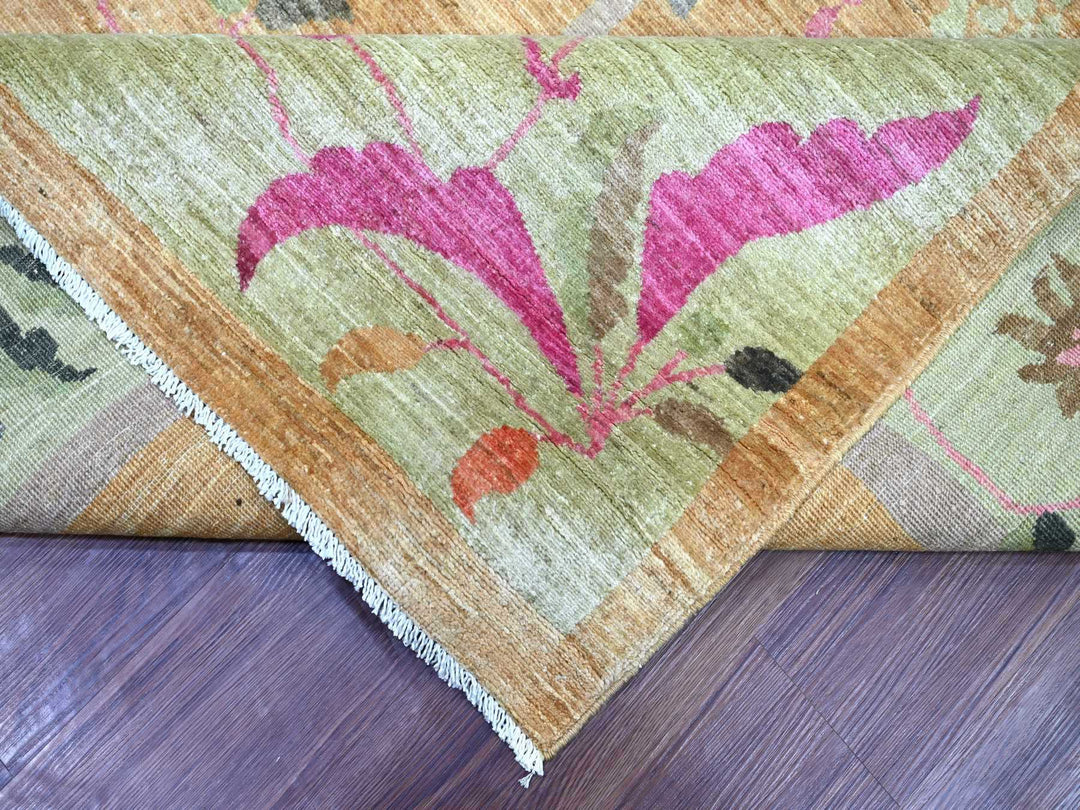 9'1" x 11'10" New Hand Knotted Brown Wool Rectangle Oriental Rug - MOA10222427