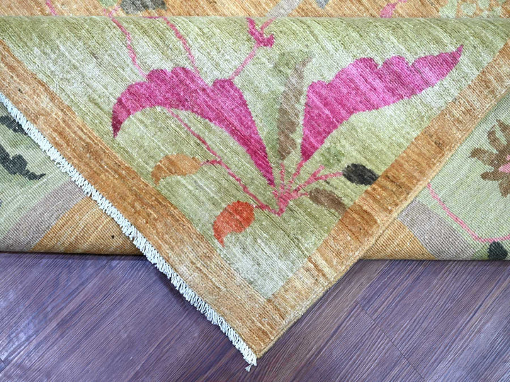 9'1" x 11'10" New Hand Knotted Brown Wool Rectangle Oriental Rug - MOA10222427