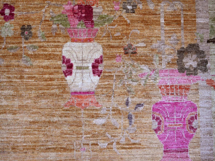 9'1" x 11'10" New Hand Knotted Brown Wool Rectangle Oriental Rug - MOA10222427