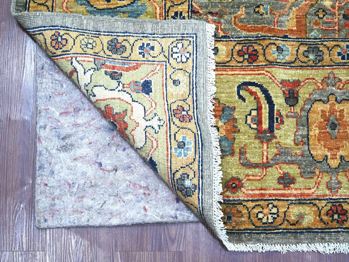 7'11" x 9'11" New Hand Knotted Grey Wool Rectangle Oriental Rug - MOA10222428