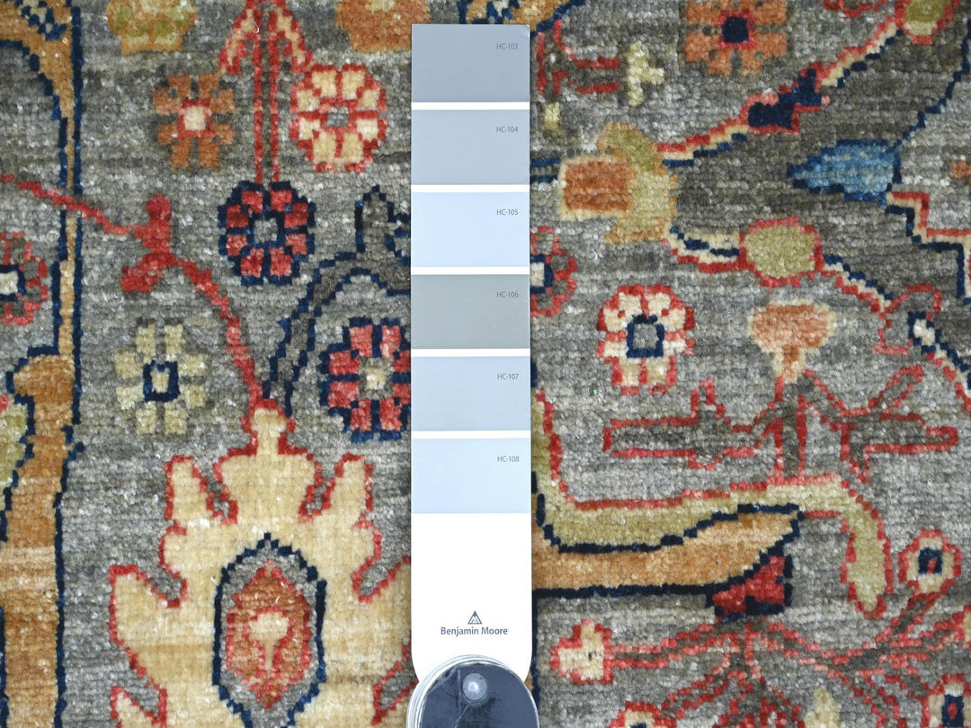 7'11" x 9'11" New Hand Knotted Grey Wool Rectangle Oriental Rug - MOA10222428