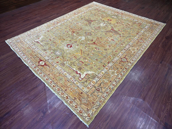 7'11" x 10'0" New Hand Knotted Green Wool Rectangle Oriental Rug - MOA10222429