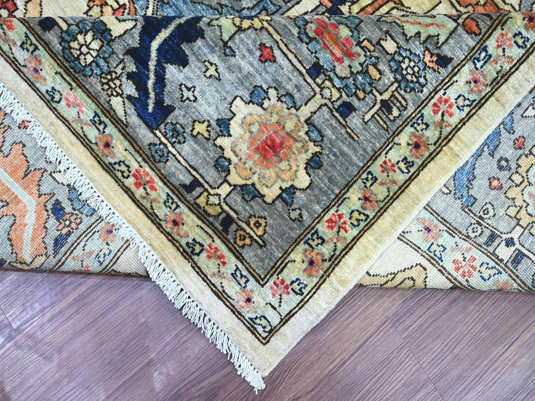 9'2" x 11'9" New Hand Knotted Ivory Wool Rectangle Oriental Rug - MOA10222430