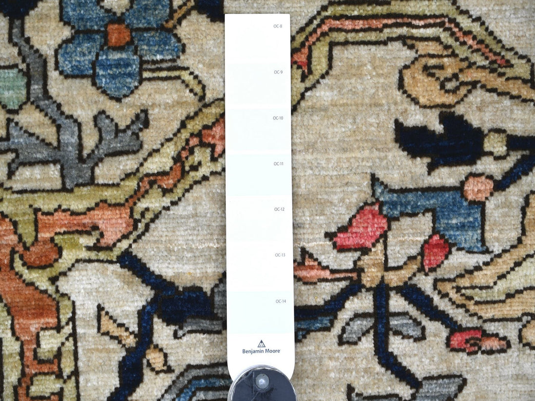 9'2" x 11'9" New Hand Knotted Ivory Wool Rectangle Oriental Rug - MOA10222430
