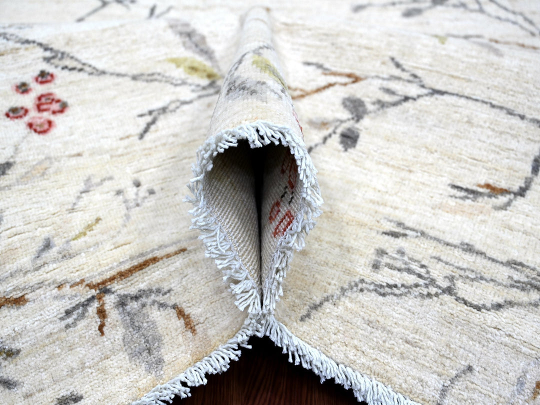 8'1" x 9'8" New Hand Knotted Ivory Wool Rectangle Oriental Rug - MOA10222431
