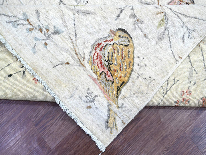 8'1" x 9'8" New Hand Knotted Ivory Wool Rectangle Oriental Rug - MOA10222431