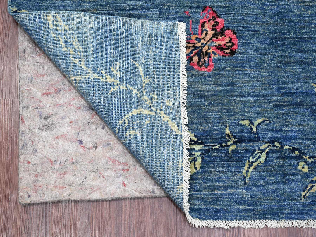 8'1" x 9'9" New Hand Knotted Blue Wool Rectangle Oriental Rug - MOA10222432