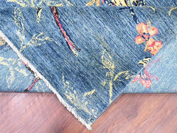 8'1" x 9'9" New Hand Knotted Blue Wool Rectangle Oriental Rug - MOA10222432