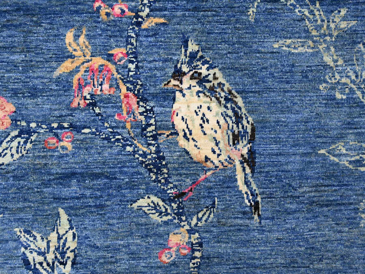 8'1" x 9'9" New Hand Knotted Blue Wool Rectangle Oriental Rug - MOA10222432
