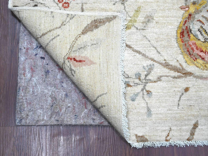 8'10" x 11'10" New Hand Knotted Ivory Wool Rectangle Oriental Rug - MOA10222433