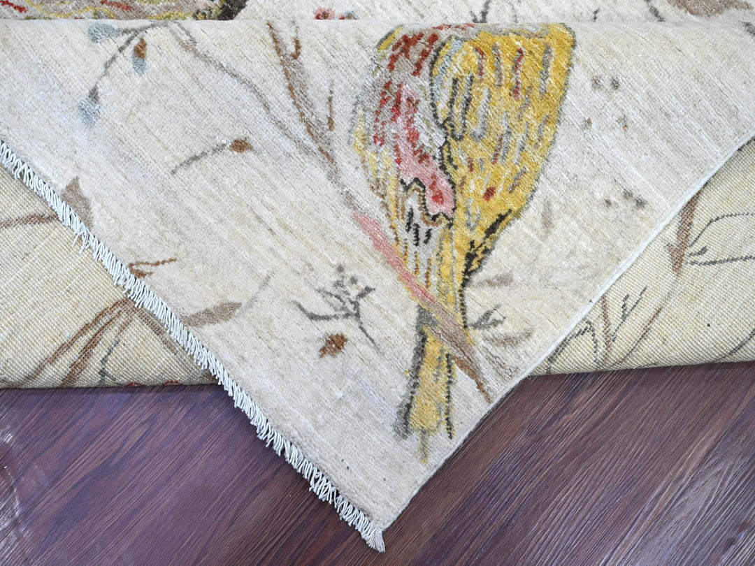 8'10" x 11'10" New Hand Knotted Ivory Wool Rectangle Oriental Rug - MOA10222433