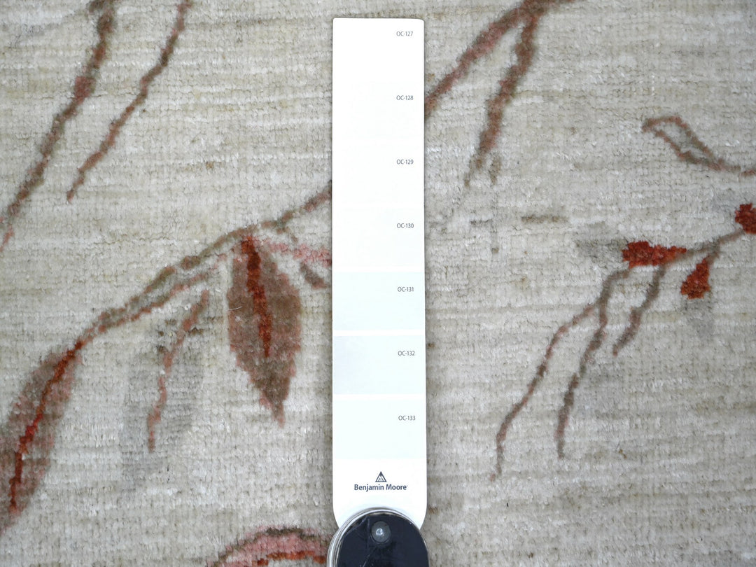 8'10" x 11'10" New Hand Knotted Ivory Wool Rectangle Oriental Rug - MOA10222433