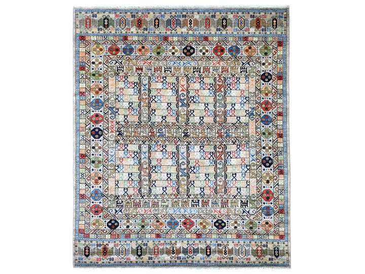 8'1" x 9'9" New Hand Knotted Grey Wool Rectangle Oriental Rug - MOA10222434