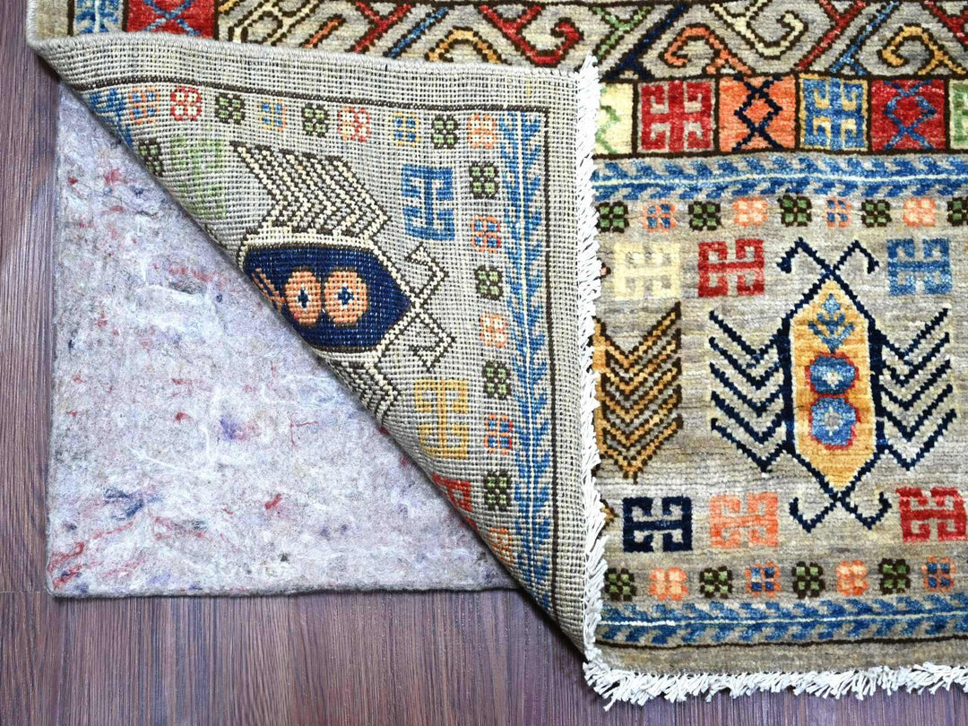 8'1" x 9'9" New Hand Knotted Grey Wool Rectangle Oriental Rug - MOA10222434