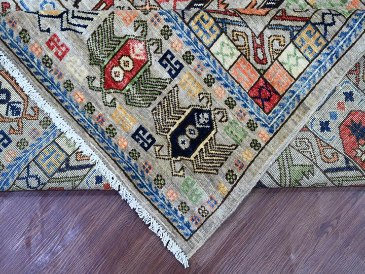 8'1" x 9'9" New Hand Knotted Grey Wool Rectangle Oriental Rug - MOA10222434