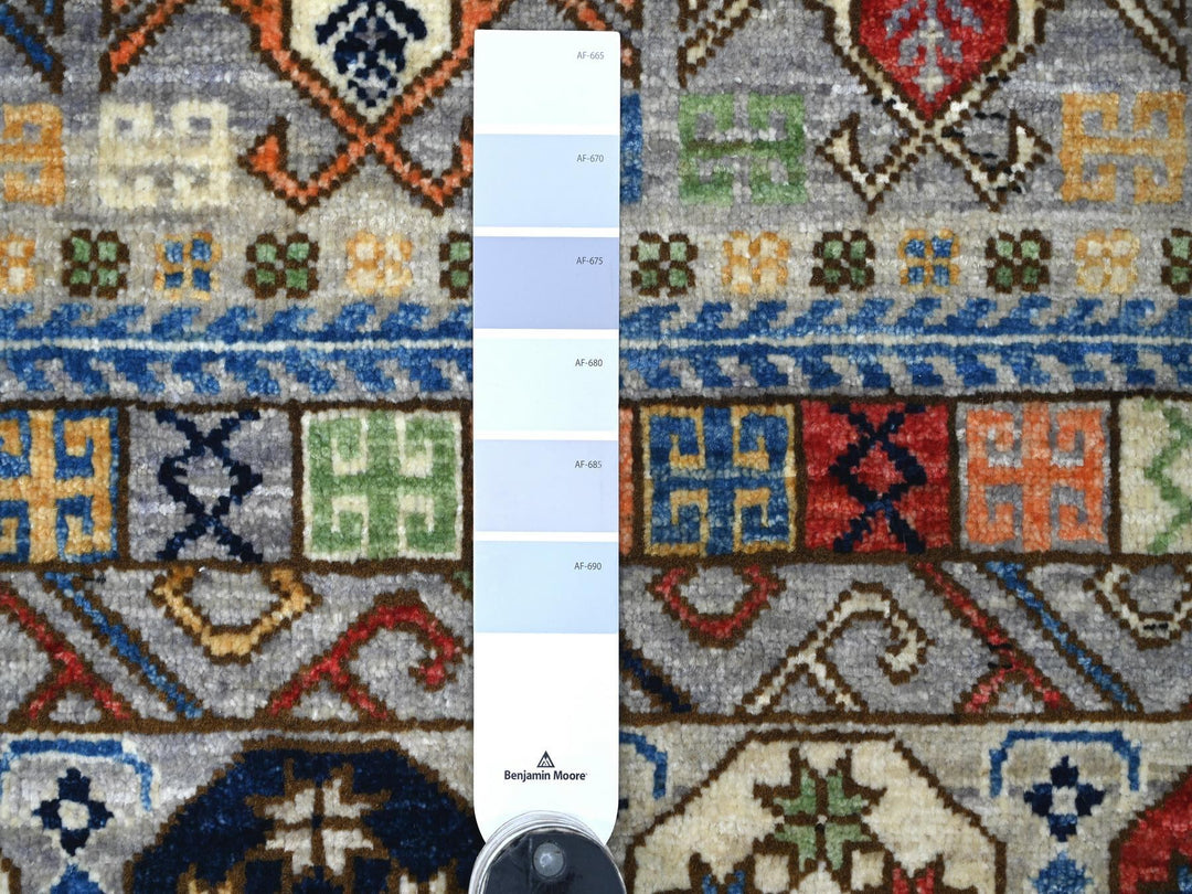 8'1" x 9'9" New Hand Knotted Grey Wool Rectangle Oriental Rug - MOA10222434