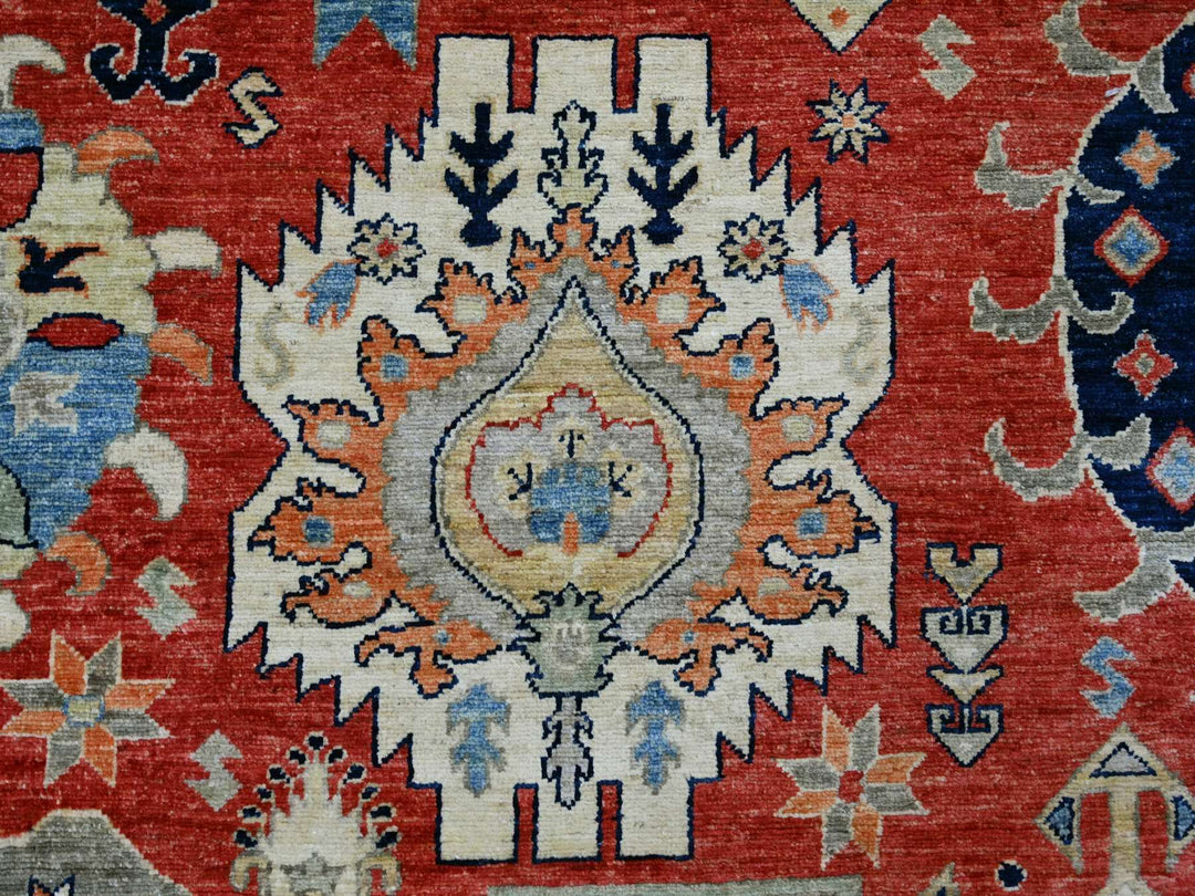 8'1" x 9'9" New Hand Knotted Red Wool Rectangle Oriental Rug - MOA10222435
