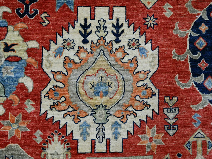 8'1" x 9'9" New Hand Knotted Red Wool Rectangle Oriental Rug - MOA10222435
