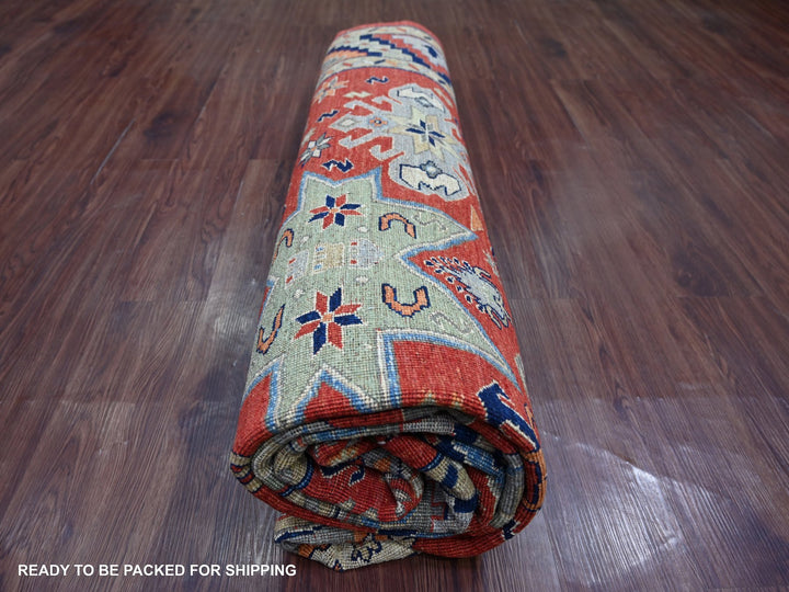 8'1" x 9'9" New Hand Knotted Red Wool Rectangle Oriental Rug - MOA10222435