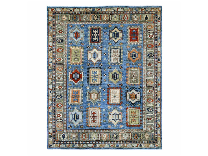 8'2" x 9'11" New Hand Knotted Blue Wool Rectangle Oriental Rug - MOA10222436
