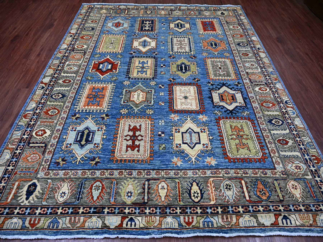 8'2" x 9'11" New Hand Knotted Blue Wool Rectangle Oriental Rug - MOA10222436