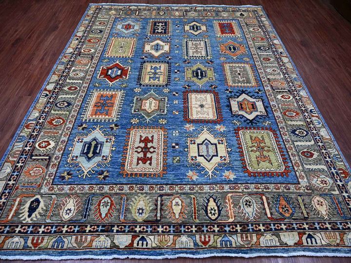 8'2" x 9'11" New Hand Knotted Blue Wool Rectangle Oriental Rug - MOA10222436