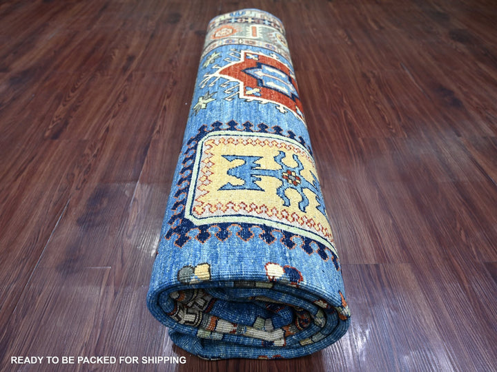 8'2" x 9'11" New Hand Knotted Blue Wool Rectangle Oriental Rug - MOA10222436