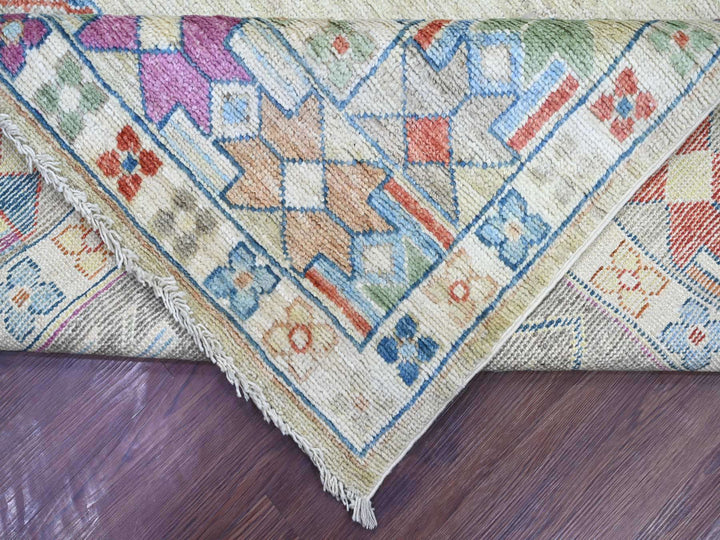 9'0" x 11'6" New Hand Knotted Green Wool Rectangle Oriental Rug - MOA10222437
