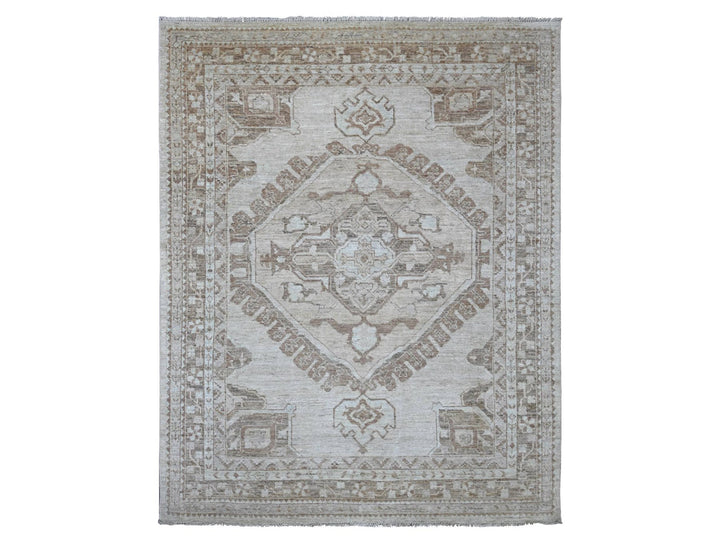7'10" x 9'10" New Hand Knotted Grey Wool Rectangle Oriental Rug - MOA10222438
