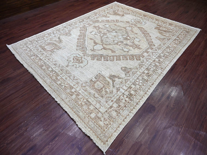 7'10" x 9'10" New Hand Knotted Grey Wool Rectangle Oriental Rug - MOA10222438