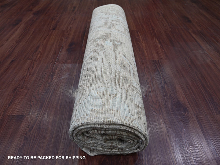 7'10" x 9'10" New Hand Knotted Grey Wool Rectangle Oriental Rug - MOA10222438