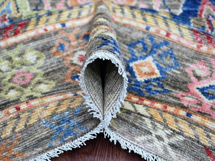 7'9" x 9'11" New Hand Knotted Grey Wool Rectangle Oriental Rug - MOA10222439