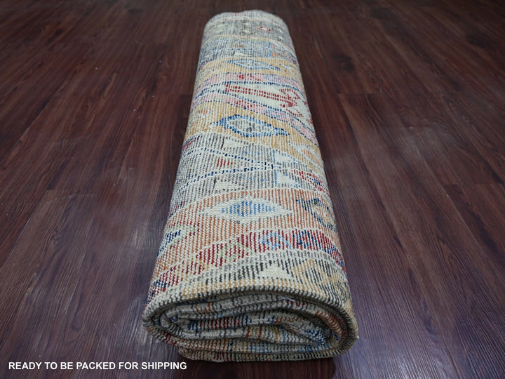 7'9" x 9'11" New Hand Knotted Grey Wool Rectangle Oriental Rug - MOA10222439