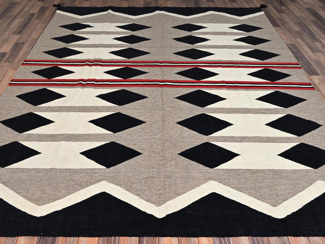 8'2" x 10'0" New Hand Woven Brown Wool Rectangle Oriental Rug - MOA1022243