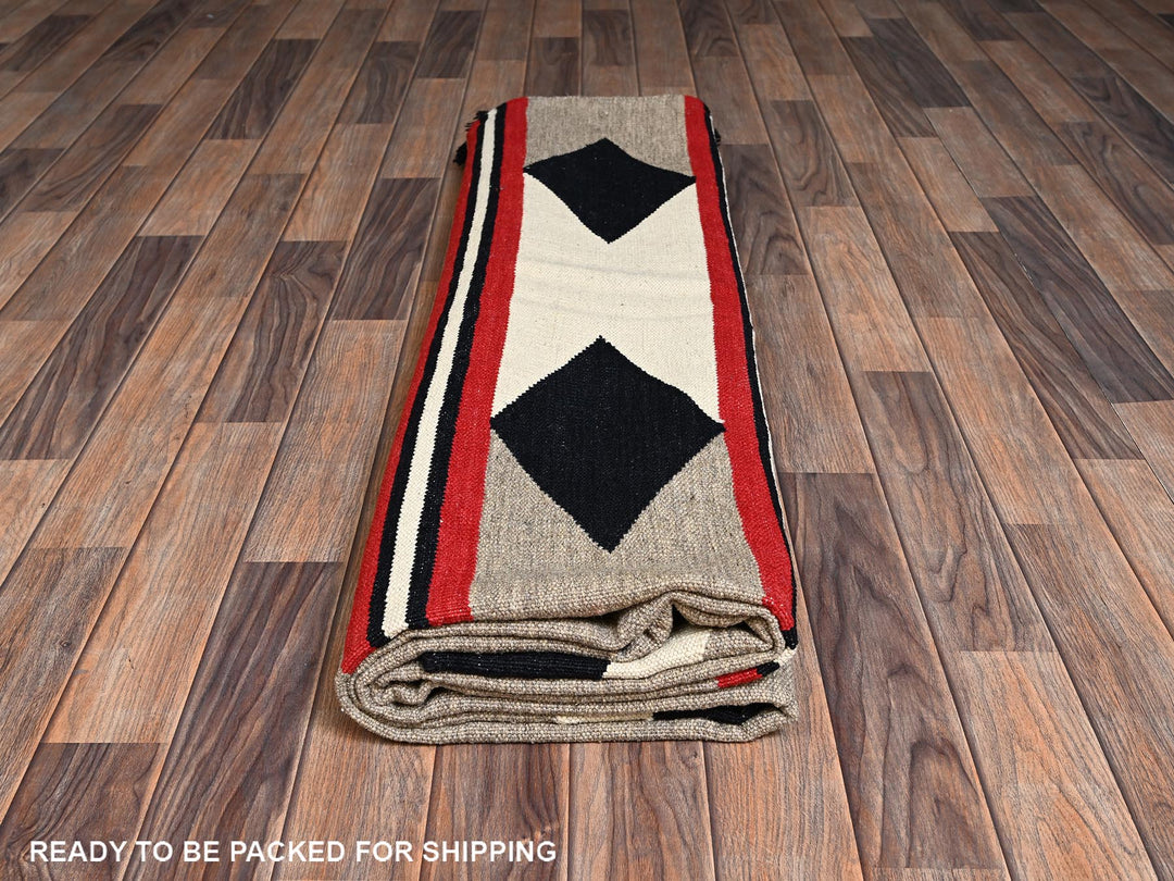 8'2" x 10'0" New Hand Woven Brown Wool Rectangle Oriental Rug - MOA1022243