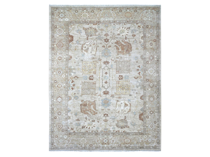 9'0" x 11'9" New Hand Knotted Grey Wool Rectangle Oriental Rug - MOA10222440