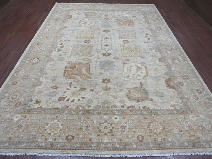 9'0" x 11'9" New Hand Knotted Grey Wool Rectangle Oriental Rug - MOA10222440