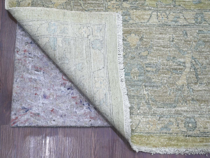 9'0" x 11'10" New Hand Knotted Green Wool Rectangle Oriental Rug - MOA10222441