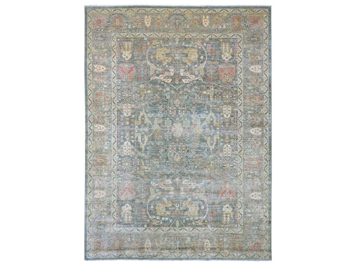 8'11" x 12'2" New Hand Knotted Grey Wool Rectangle Oriental Rug - MOA10222442