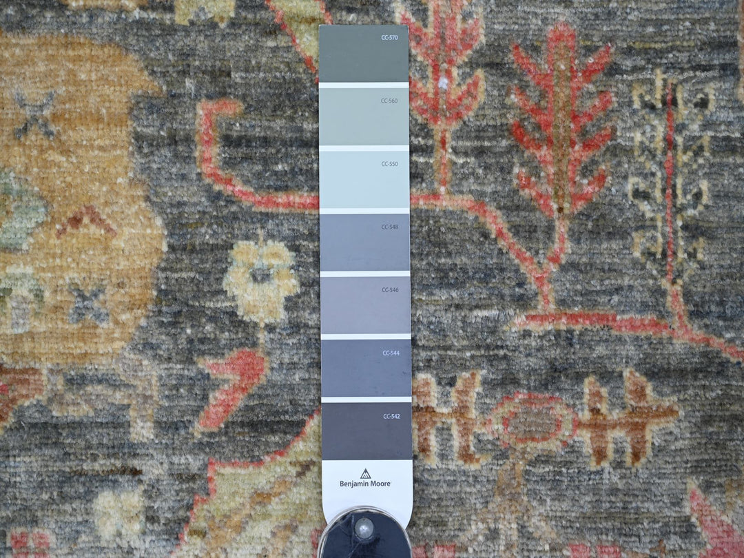 8'11" x 12'2" New Hand Knotted Grey Wool Rectangle Oriental Rug - MOA10222442